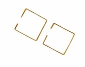 gold geometric square open hoops