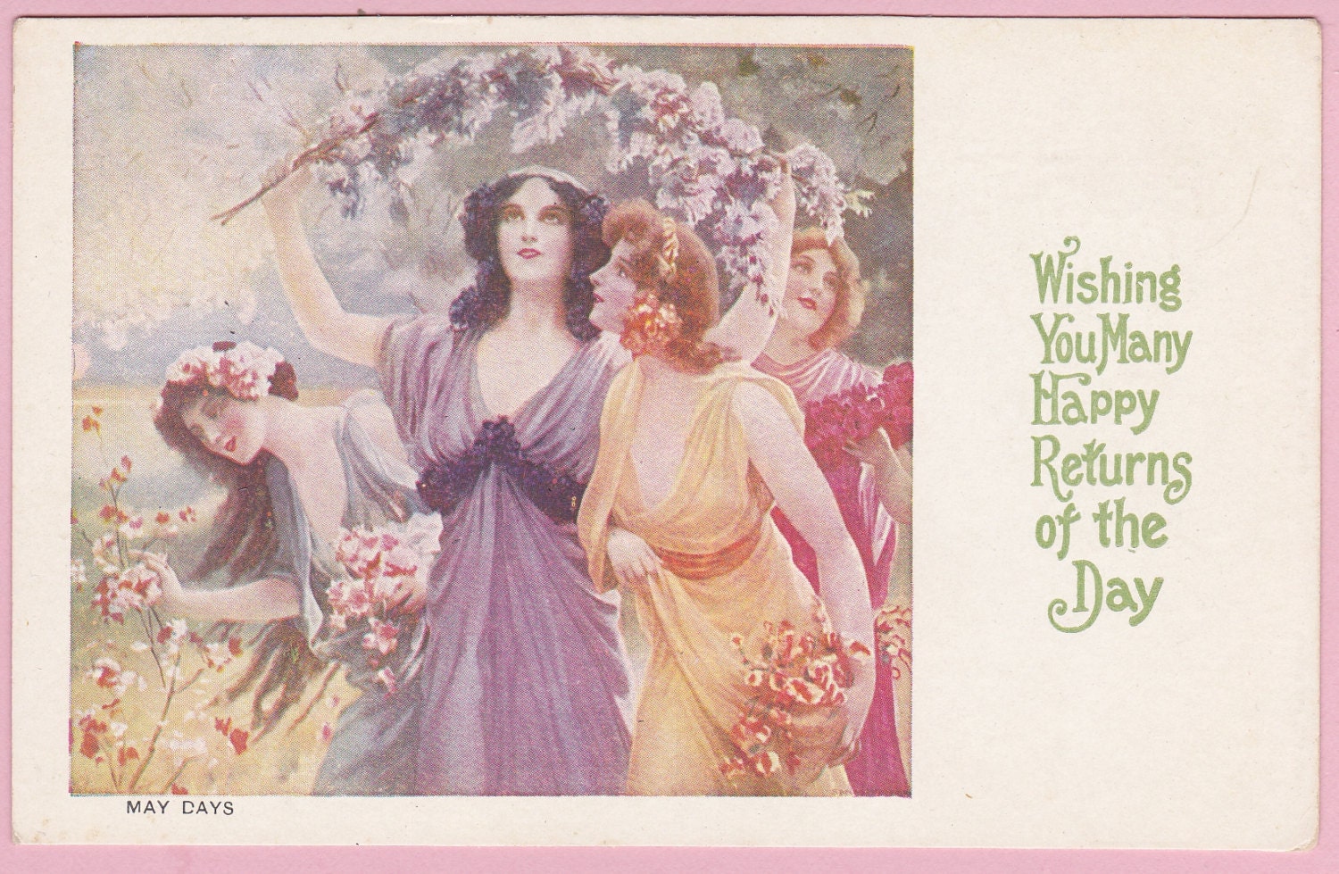 Ca. 1901-1906 Rare May Day Undivided Back Postcard w/ Ladies - 533 - pecanhillantiques