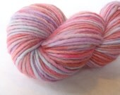 Hand dyed yarn, variegated red and purple worsted wool in "Red Crab"