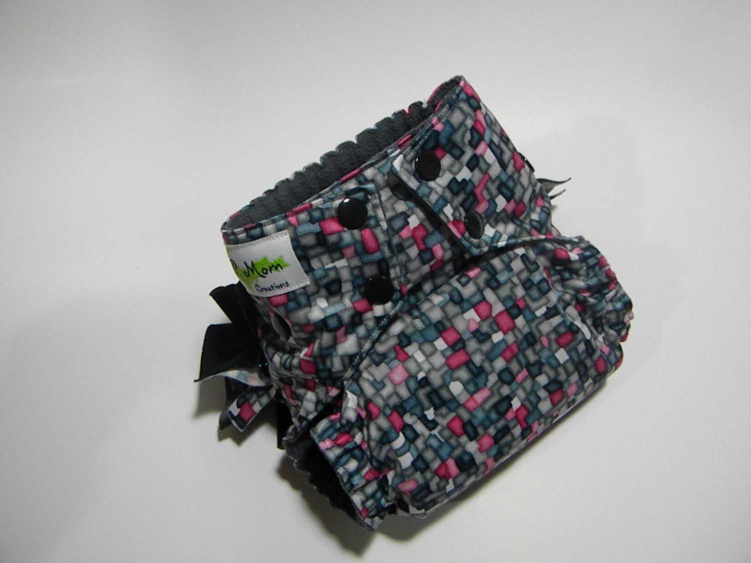 Pink Mosaic One-Size Pocket Diaper with Removable Ruffles - Insert Included