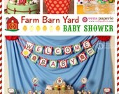 Farm Barn Yard Baby Shower Package Personalized MINI Collection Set - PRINTABLE DIY - BS809CA1y