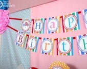 Candy Land Lollipop Birthday Party - DIY PRINTABLE Happy Birthday Banner - Instant Download - design by venspaperie - PS832CA1e