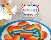 Rainbow  Birthday Party - DIY PRINTABLE BLANK Food Label - Instant Download - PS808CA1f