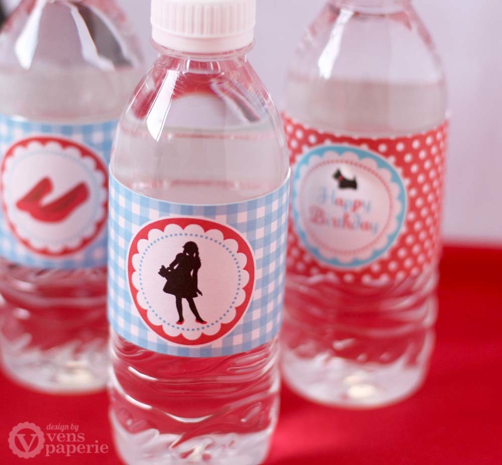 Dorothy Wizard Of Oz Birthday Party - DIY PRINTABLE Water Bottle Drink Label - Instant Download - PS805CA1g