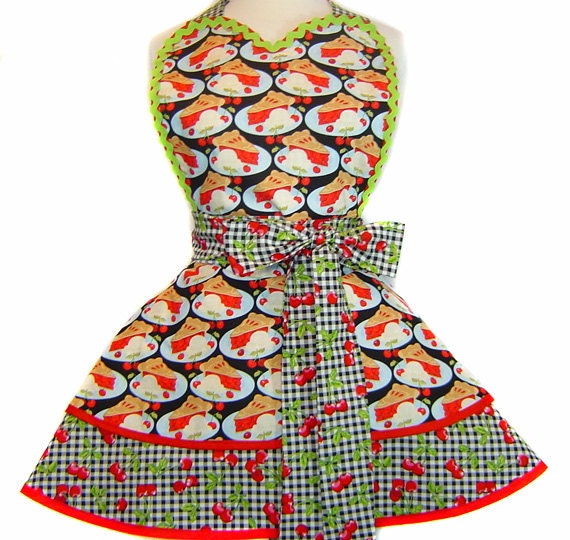 Tart (or Sweet) Cherry Pie Diner Pinup Apron--Ready To Ship
