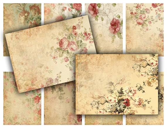 Vintage Floral Tags - Digital Collage Sheet Download - Set No.388