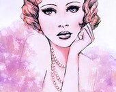 Mixed Media Fashion Illustration 20s Style Fine Art Print