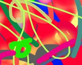 Abstract Art Painting Original Print Colorful Drawing Red Blue Green