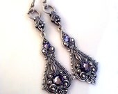 Gothic Filigree Earrings - Violet Swarovski Crystal