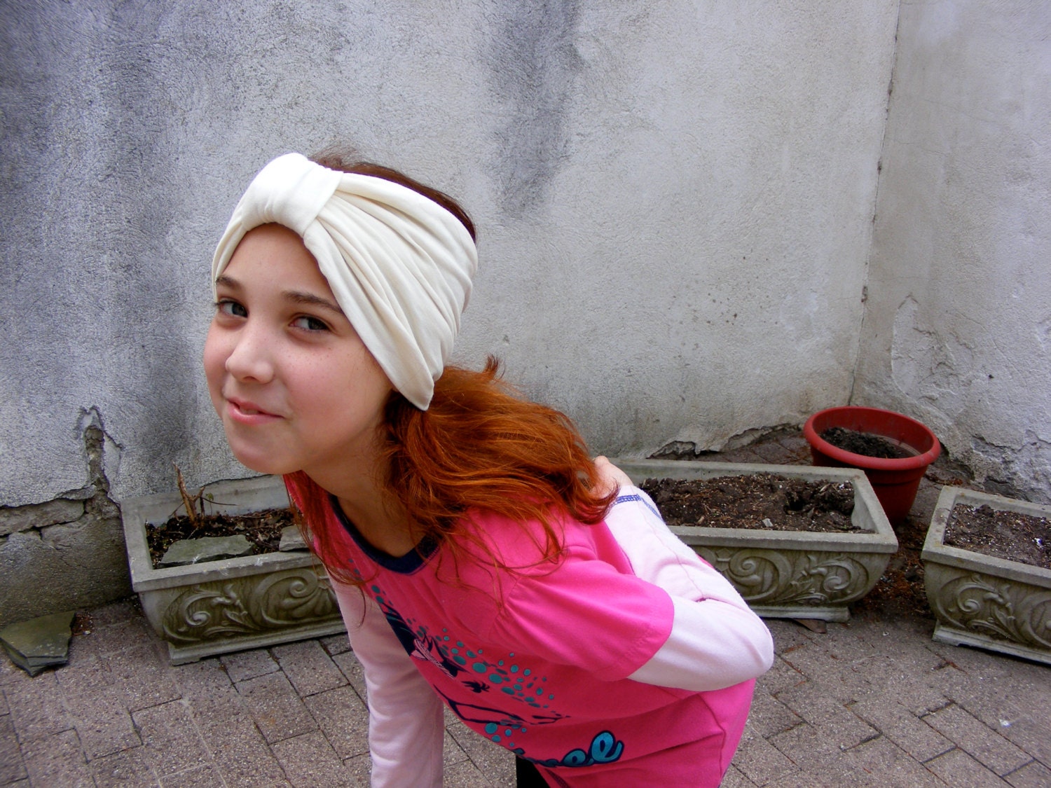 Cream Turban, Knit Head Wrap, Knotted Headband