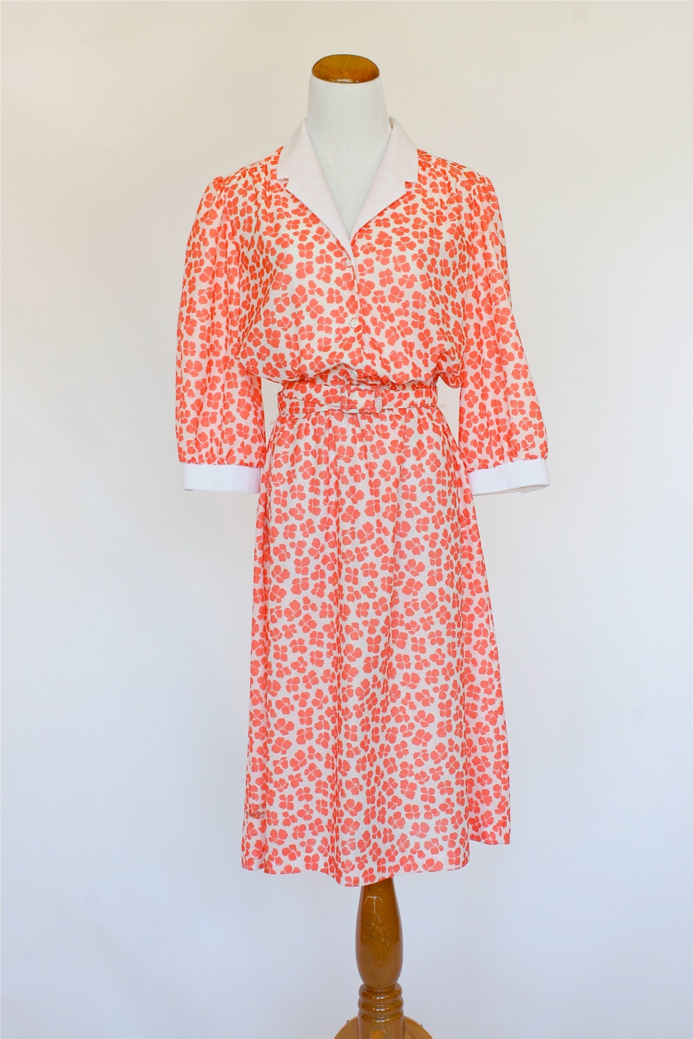 80's Vintage Dress in Coral