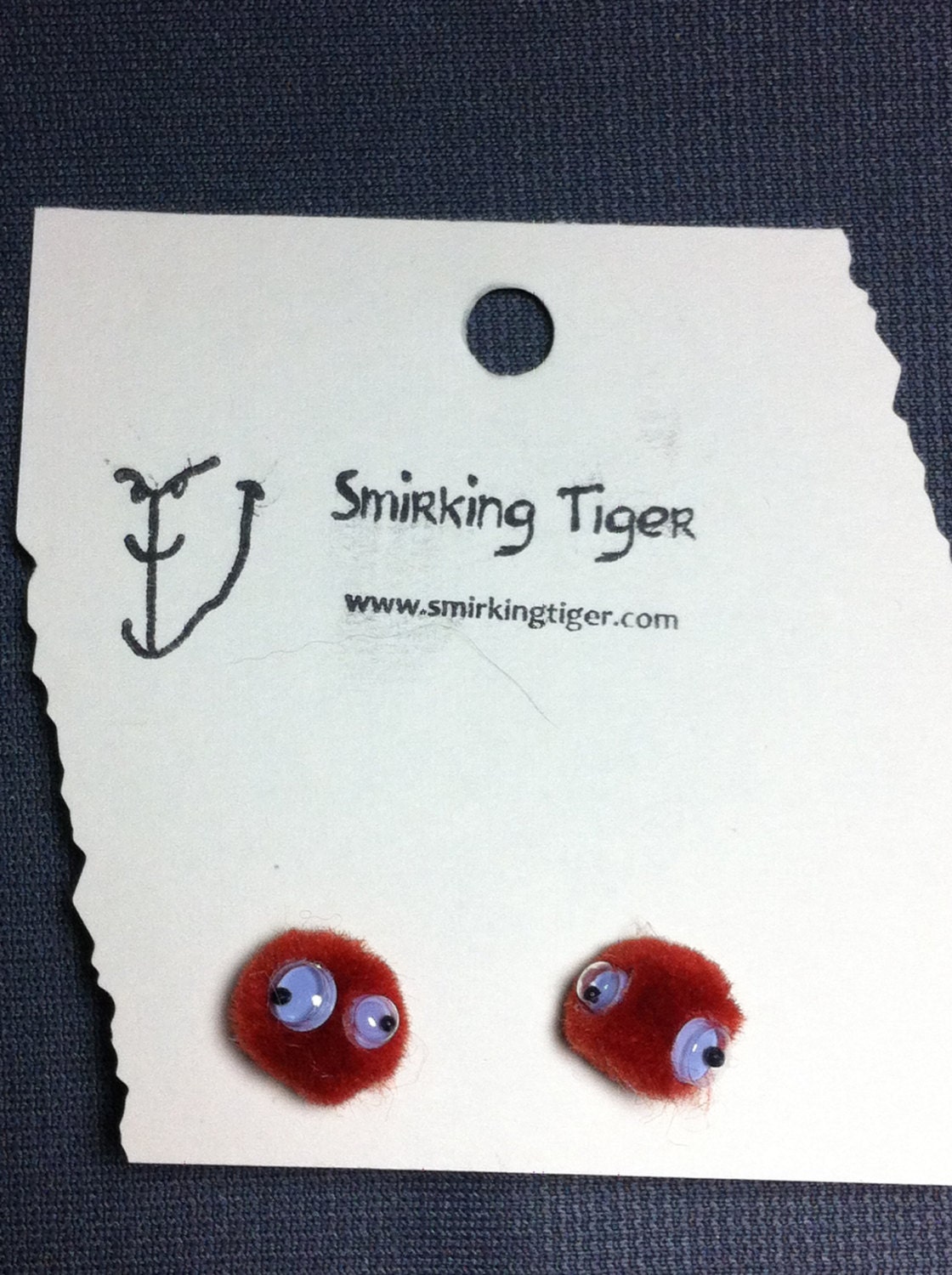 Messed up Monster Earrings: Dark Red Fuzzy Earrings in Dark Red