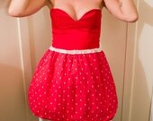 Red Tutu - Reversible - Queen of Hearts Costume - White Brocade & Vintage Red Sari - Eco - Ethical