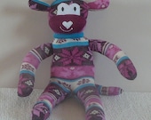 Plush Sock Monkey - Maddie , CE, toy, Plush animal,sock animal,sock doll,stuffed animal,sock creature,children,animal,uk,monkey