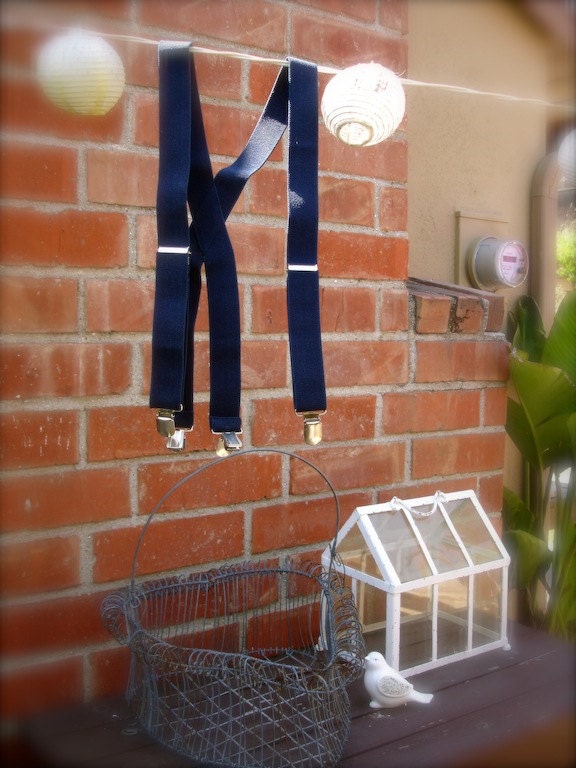 Navy blue suspenders for little boys,  adjustable suspenders