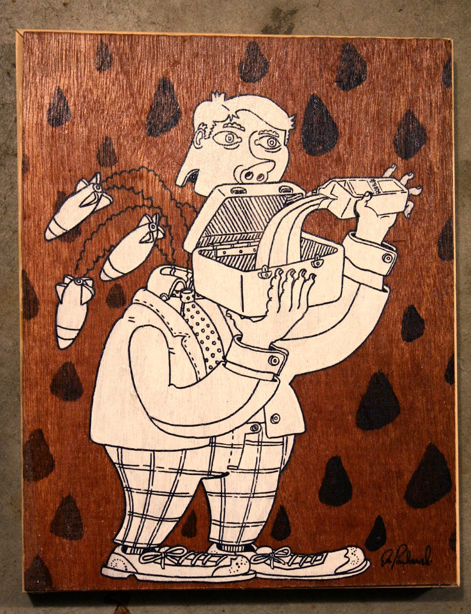 Business Trip Acrylic Painting on Wood Panel