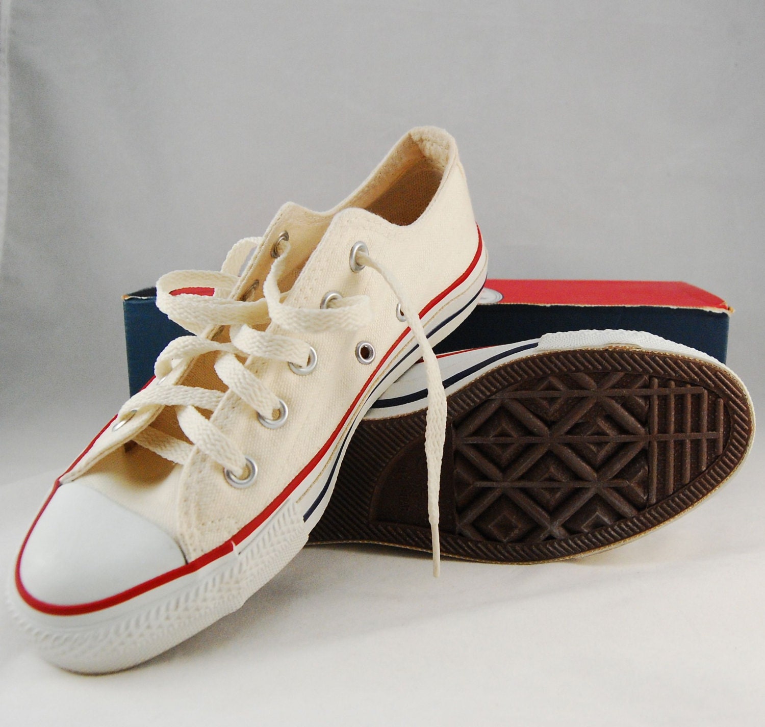 Deadstock Chuck Taylor All Star Unbleached White Low 3 1/2 Mens, 5 1/2 Womens Made in USA