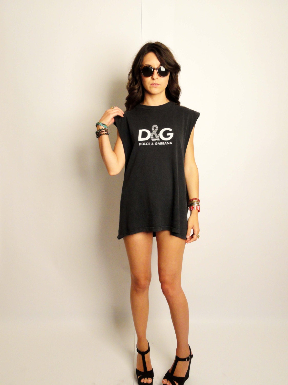 vintage 90s dolce and gabanna t shirt - sleeveless tee - d&g - unisex - small S medium M