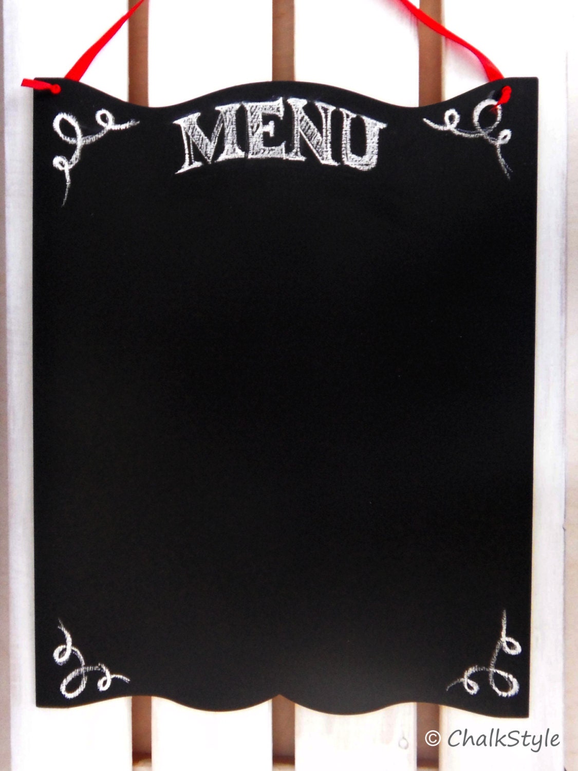 Chalkboard Large Menu Rustic Wedding Sign Chalk Board with Red Ribbon Il_570xn
