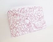 Red Flower Zipper Pouch - Makeup Bag