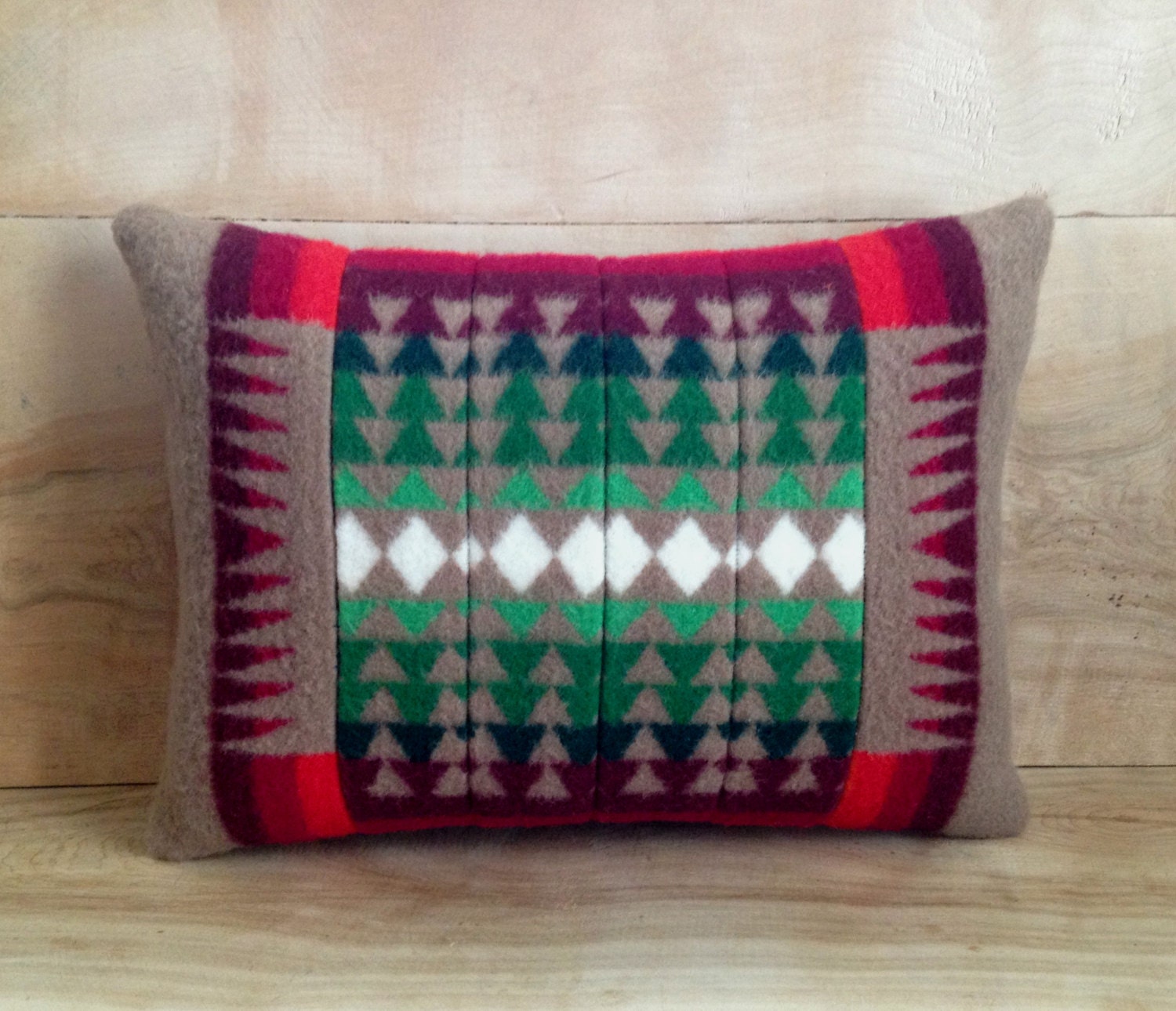 Wool Pillow - Pendleton Wool Fabric - Native Geometric Tribal Arrow - Chief Joseph