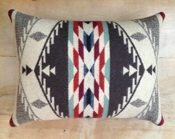 Pillow - Pendleton Wool Fabric - Native Geometric Tribal Arrow Southwest Bohemian