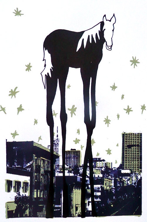 Tall Horse comes to town: Screen Print Paper