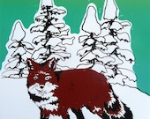 Snow Foxl: Screen Print Paper