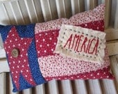 America pillow, patriotic pillow, americana, red white and blue home decor, country decor by whimsysweetwhimsy, READY TO SHIP