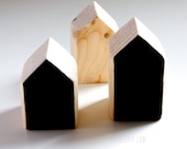 Little Wood house, miniature, placeholders, ornaments, chalckboard side and half coloured roof