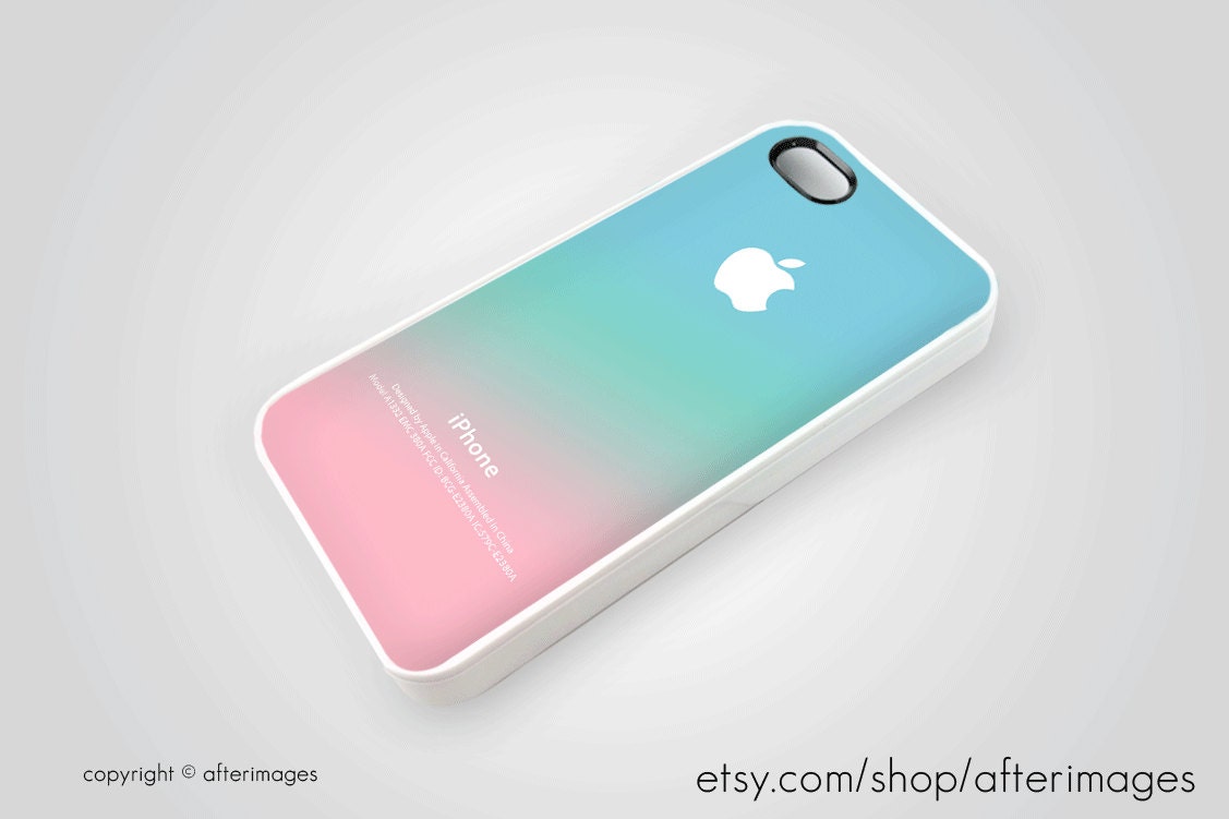 Pastel iPhone 5 Case iPhone 4 4S New Apple Logo Pink Aqua Teal Pastel Ombre Silicone
