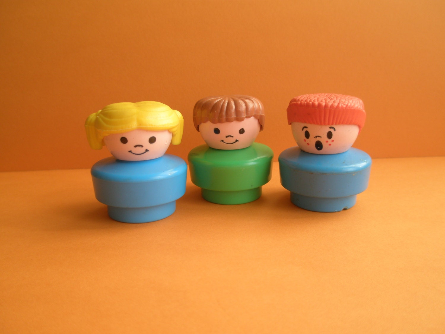 90s Fisher Price Little People, 3 piece set, 2 boys / 1 girl, blonde / brunette / red head, original, collectible, vintage toys