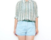 Vintage BEAR print white silk striped shirt