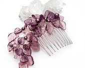 Purple Bridal Hair Comb, Leaves and Pearl Hair Piece, Wedding Hair Accessories, Floral Head Piece, Bridal Accessories, Woodland Wedding