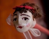 Unusual art, Funny gift for children, kids, all, him, her, Doll pencil cap, Clay figurine decor, Handmade, OOAK Sculpture, Pencil Topper