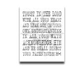 Trust in the Lord Proverbs 3 5-6 Printable Scripture Word Art Poster Print Nautical Compass Digital Fle Bible Verse