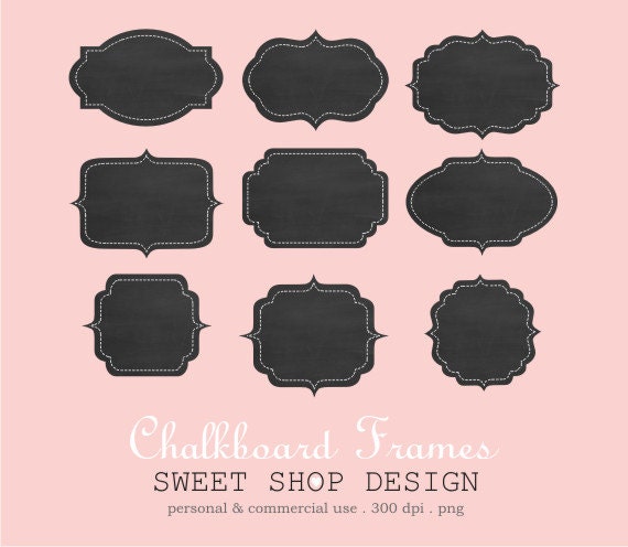 Chalkboard Labels Frames Clip Art Clipart - Personal and Commercial Use Il_170x135