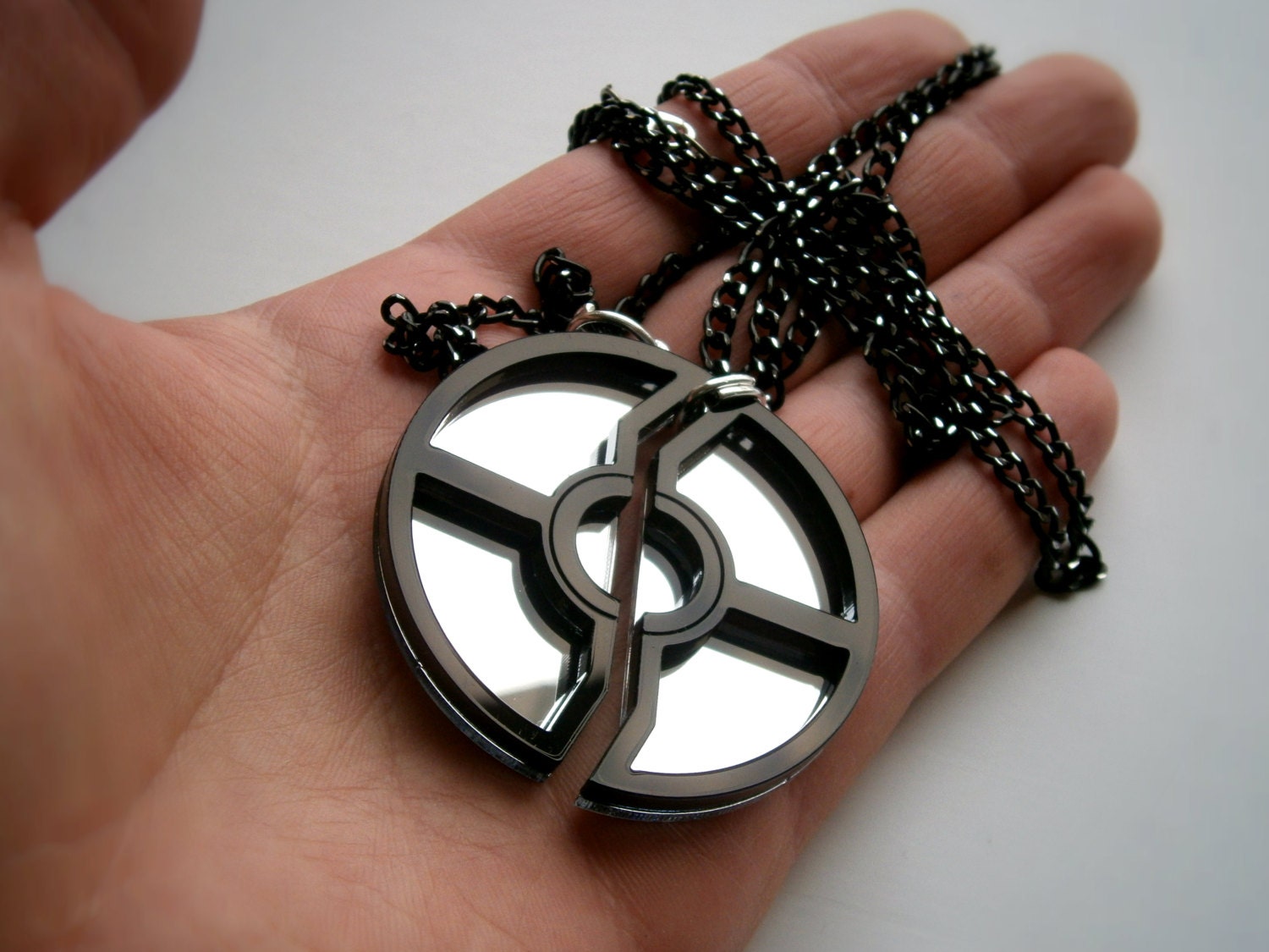 Pokeball Necklaces -  Pokemon Friendship Necklaces -  Laser Cut Acrylic - Charm - Best Friends Pokeball Pendant
