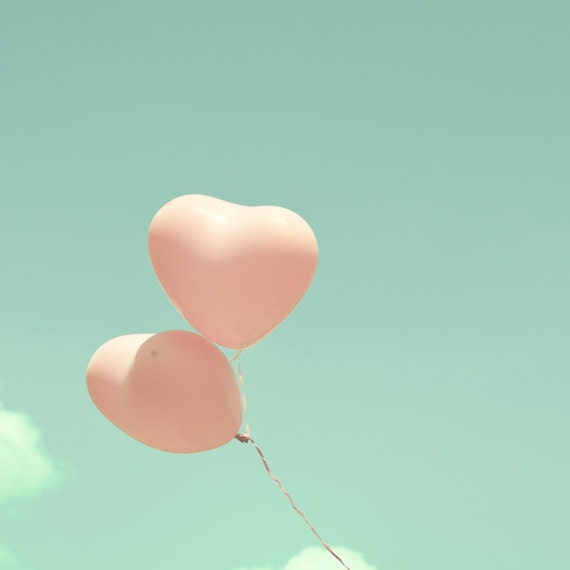 SALE, Nursery Art,  spring decor, Balloon, mint, photography, pink, nursery prints, nursery, spring, love, red, heart,  decor, sky