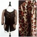 Cheetah Print Cardigan Knit Top Upcycled Recycled Eco-Friendly Unique Gray Orange Brown