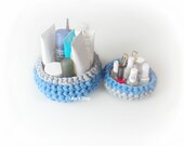 Set of two crochet bowls. Storage bowl basket. Handmade from recycled cotton yarn