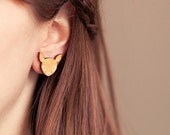Deer Post Earrings Lasercut Birch Wood - Niabi - Woodland Creature Jewelry
