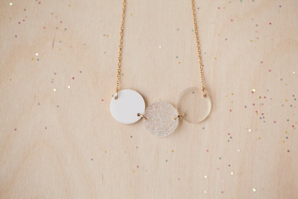 Minimal Cosmic Glitter Laser Cut Geo Necklace - Spring Collection
