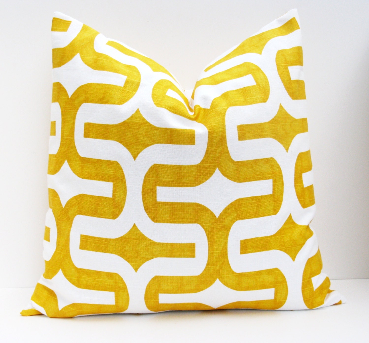 Throw Pillow Covers 18x18 .Yellow Pillow.Decorative Pillow Cover.Cushions.Ikat Pillow.Housewares. Printed fabric on front and back