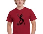 Kokopelli T Shirt. Native American Trickster. God of Music and Fertility. Men Red.