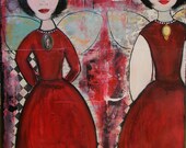 Mixed Media Painting  Wings and Pearls