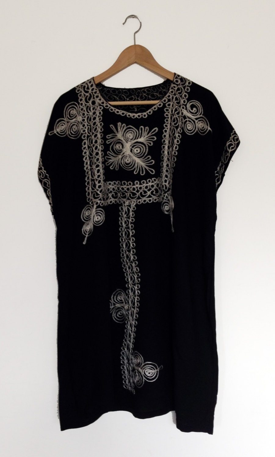 Vintage Tribal Smock Oversized Dress Black and White (size 8-14)