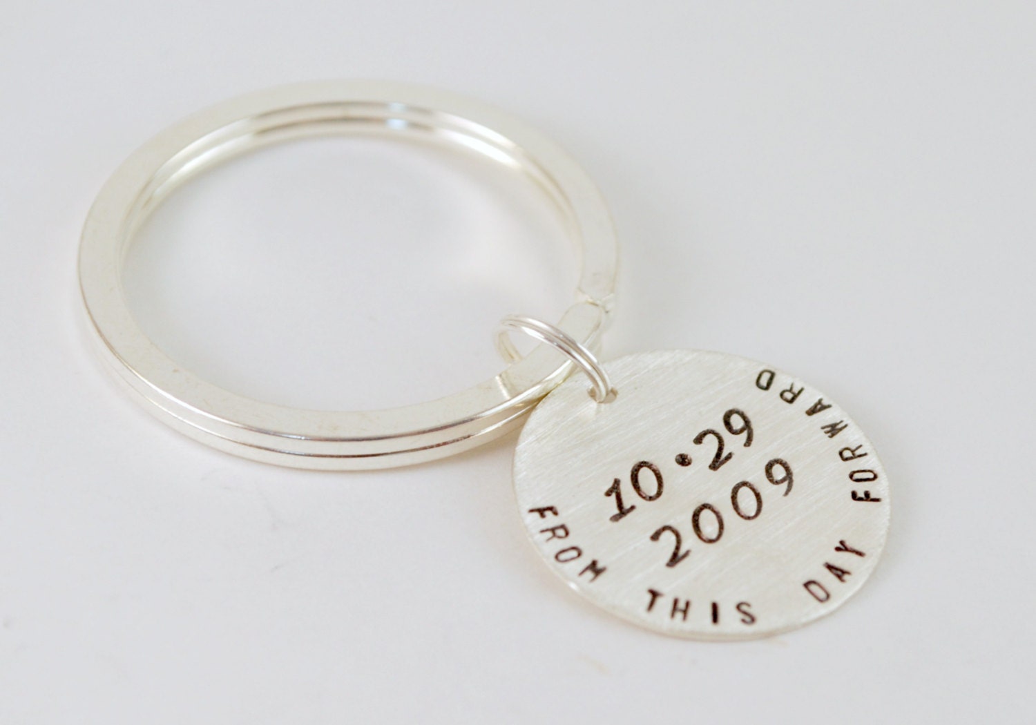 From This Day Forward Custom Anniversary Date Sobriety Gift Keychain Personalized Hand Stamped Sterling Silver