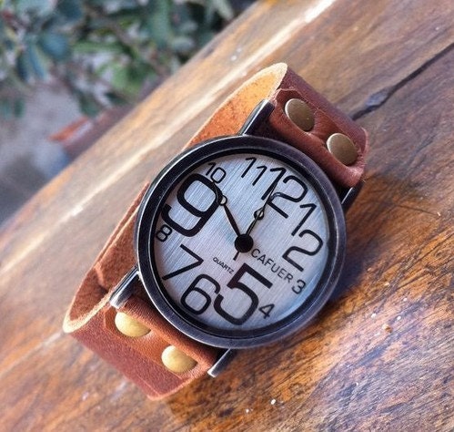 Retro style watch,men wrist watch,women wrist watch, leather wrist watch, Handmade Watch PB0178