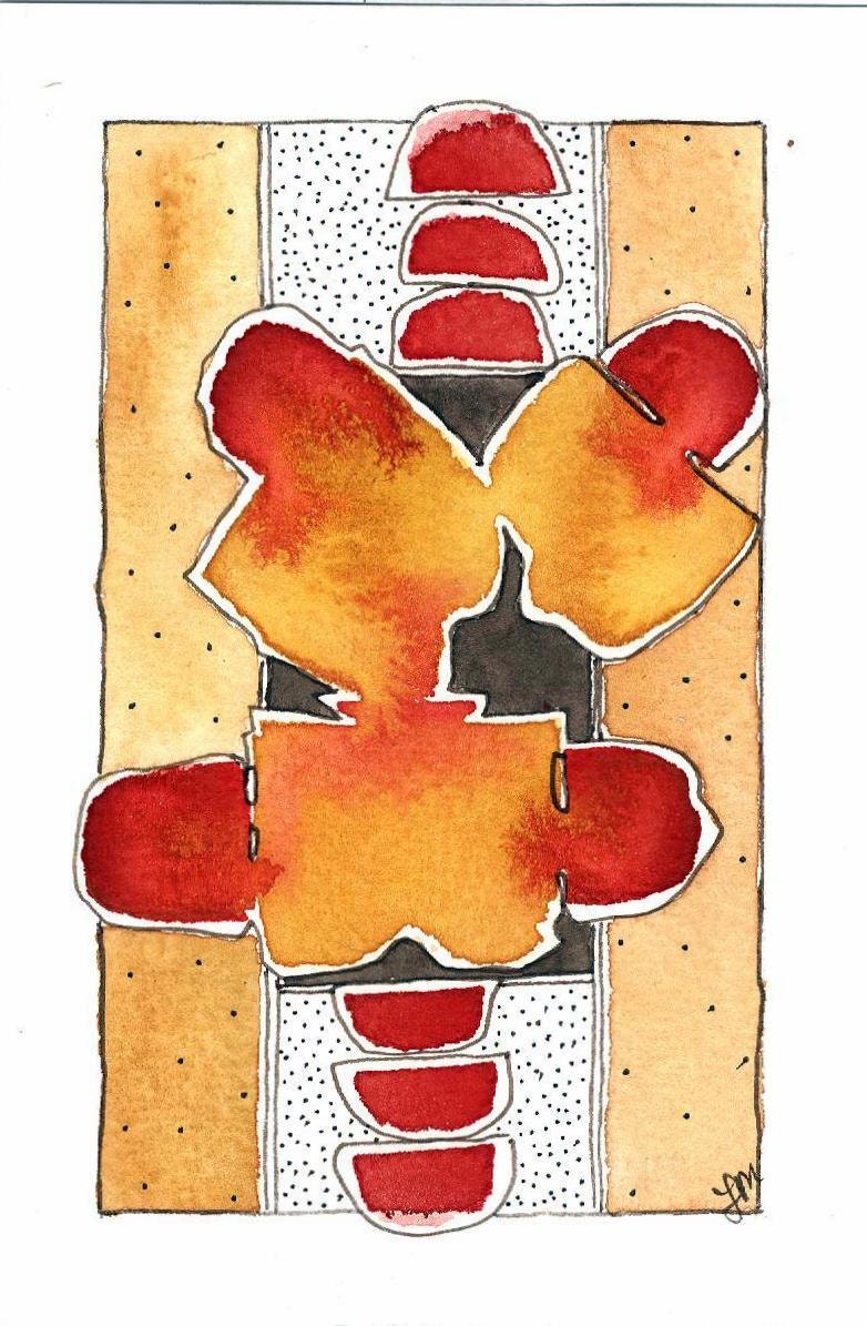Abstract Watercolor Original. " Here Comes The Heat ". Affordable Art. OOAK